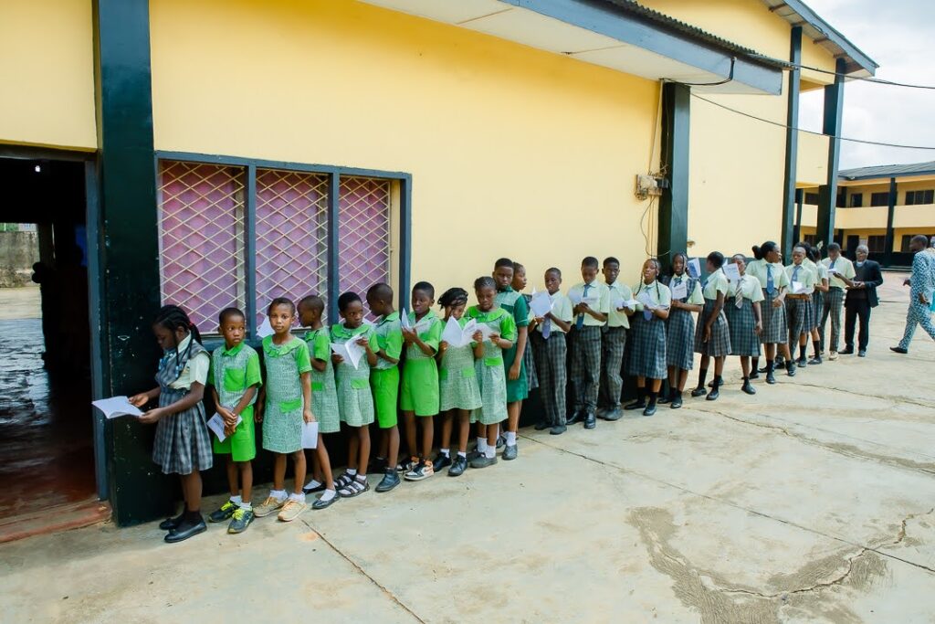 Cityside pupils lined up for a school performance